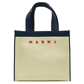 Marni Borsa Tote Grande in Jacquard con Logo Rosso D'oro