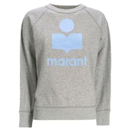 Isabel Marant MILLYNY Samt-Sweatshirt mit Logo Gray Ice Blue GYIB Blau