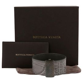 Bottega Veneta Silver Buckle Bangle Bracelet Size Black