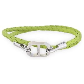 Dior Men's CD Icon Woven Leather Double Bracelet Green
