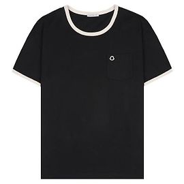 Moncler Kurzarm-T-Shirt mit Tasche und besticktem Logo Braun
