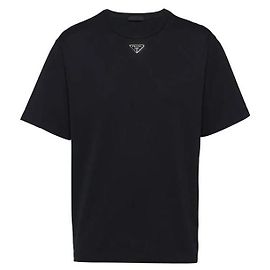Prada Triangle Logo Cotton T-Shirt Black