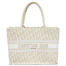 Dior Book Tote Medium Bag Oblique White Gold Weiß