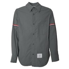 Thom Browne Giacca camicia in nylon RWB Arm Banding stamp: Marrone