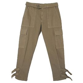Dries Van Noten Pantalones Cargo de Algodón Teñidos en Prenda Belt Sand Castaño