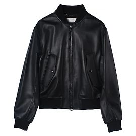 Dries Van Noten LANVERS Leather Bomber Jacket Black Black