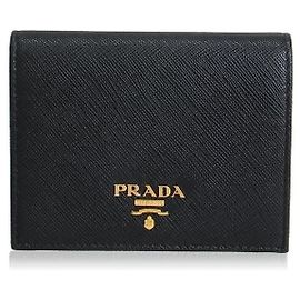 Prada Saffiano Leather Wallet Black Black