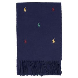 Ralph Lauren Sciarpa Player con frange e ricamo Pony Nero