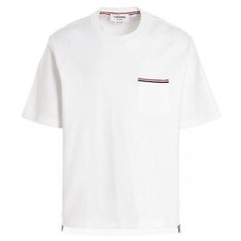 Thom Browne Camiseta Oversized con Bolsillo de Algodón Milano Blanco