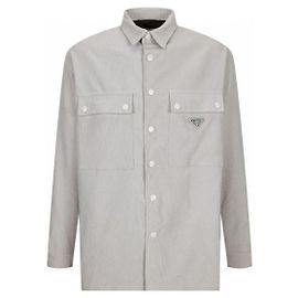 Prada Pinwale Cord-Hemd Silber