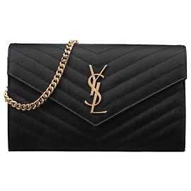 Saint Laurent Borsa a tracolla Monogram Chain Gold Black Nero