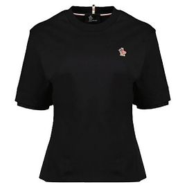 Moncler T-Shirt aus Baumwollmischung mit Grenoble-Logo-Patch Schwarz