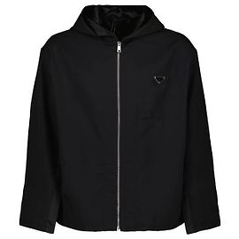 Prada Wool Hooded Bomber Jacket Black