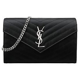 Saint Laurent Borsa a tracolla Monogram Chain Silver Black Nero