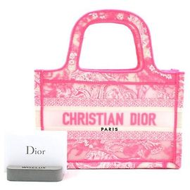 Dior Neon Pink Book Tote Mini Canvas Bag Season Pink