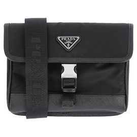 Prada Sac crossbody en cuir Saffiano avec logo Noir