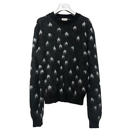 Saint Laurent Black Star Pelzstrick Schwarz Schwarz