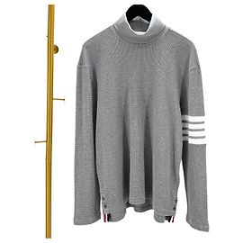 Thom Browne Diagonal Stripe Turtle Neck Waffle Knit Gray Brown