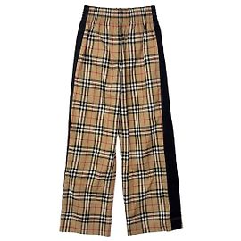 Burberry Calças de algodão com bandas laterais largas Marrom
