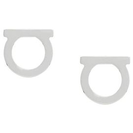 Salvatore Ferragamo Pendientes Logo Gancini Silver Plata
