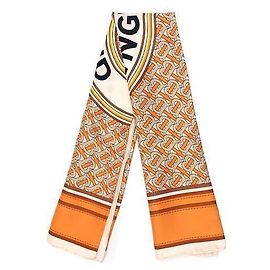 Burberry Lenço Quadrado de Seda com Estampa Montage Laranja