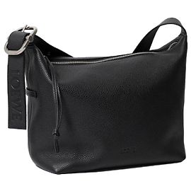 Loewe Loop Hobo em couro de bezerro grão flexível Preto