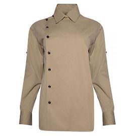 Bottega Veneta Camisa em sarja de algodão leve stamp: Marrom