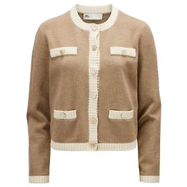 Tory Burch Grober Cardigan mit Wollbesatz Braun