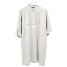 Balenciaga Oversized T-Shirt mit besticktem Logo XXXL Silber