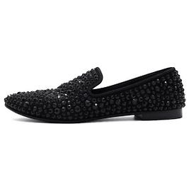 Giuseppe Zanotti Slip-on da uomo in camoscio nero con borchie di cristallo Nero