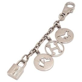 Hermès Catena Amuleto e Portachiavi Olga in Argento Bianco