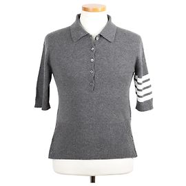 Thom Browne Malha de cashmere com braçadeira diagonal e gola Marrom