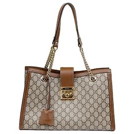Gucci Sac à épaule Medium GG Padlock Marron Marron