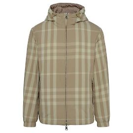 Burberry giacca reversibile con cappuccio in nylon a quadri D'oro