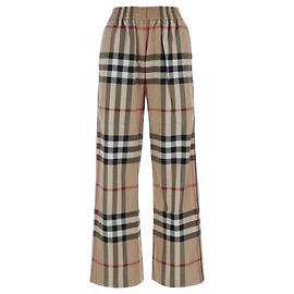 Burberry pantalones de sarga de algodón a cuadros Multicolor