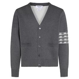 Thom Browne Cardigan de jacquard Stripe Hector stamp Castaño