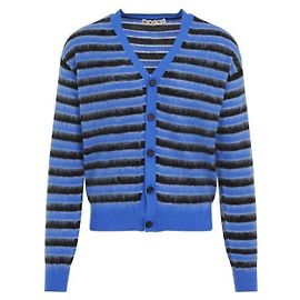 Marni Brown Wool Mohair Stripe Cardigan stamp: Blue
