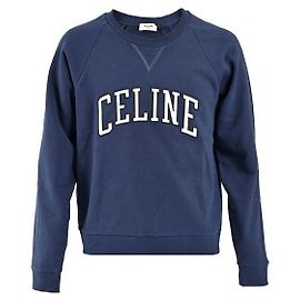 Céline Regular Cotton Fleece Sweatshirt Blau