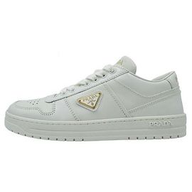 Prada Baskets Downtown en cuir Blanc