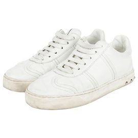 Valentino White Leather Flycrew Sneakers White