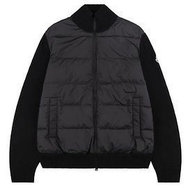 Moncler gesteppter Wollcardigan mit Reißverschluss Schwarz
