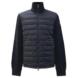 Moncler Casaco cardigan de lã acolchoado com patch de logo Tricot Preto