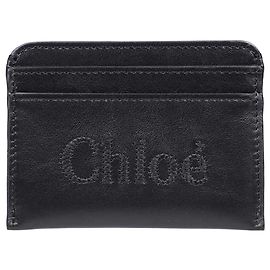 Chloé Kartenetui mit besticktem Logo Schwarz Schwarz