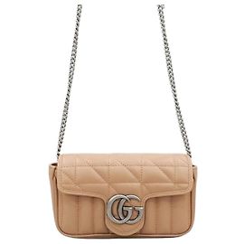 Gucci Nova Bolsa de Ombro Super Mini com Corrente GG Marmont Matelassé Laranja