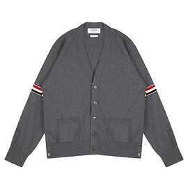 Thom Browne Three-Stripes Wollcardigan Gray Braun