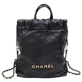 Chanel Mochila em pele de vitelo preta Small New Chip Preto