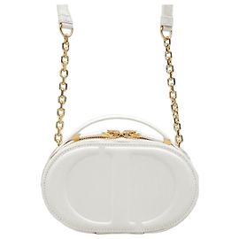 Dior Nova Bolsa Camera Oval CD Signature em pele de vitela Latte Prata