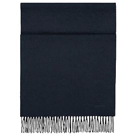Hermès Sciarpa in cashmere blu navy con logo ricamato stamp: Nero