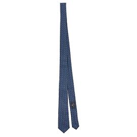 Etro Men's Logo Print Silk Tie stamp: Blue