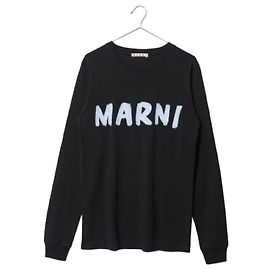 Marni Baumwoll-T-Shirt mit Logo und langen Ärmeln Schwarz